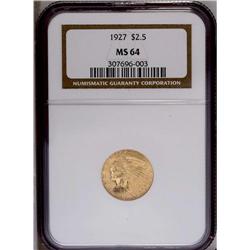 1927 $2 1/2 MS64 NGC. Peach-gold surfac