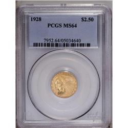 1928 $2 1/2 MS64 PCGS. Bright harvest-g