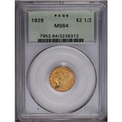 1929 $2 1/2 MS64 PCGS. Deep orange and 