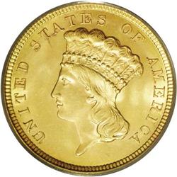 1854 $3 MS65 PCGS. The 1854 was the fir