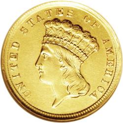 1854-D $3 --Repaired--ANACS. AU50 Detai