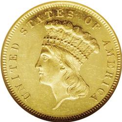 "1855 $3 MS61 Prooflike NGC. A flashy, b"