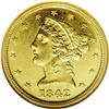 Image 1 : 1842-C $5 Large Date AU58 NGC. Variety 