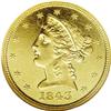 Image 1 : 1843-D $5 Medium D MS61 NGC. Variety 10