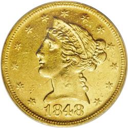 1848-D $5 --Reverse Improperly Cleaned-