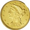 Image 1 : "1849-C $5 MS62 PCGS. Variety 12-F, Die "