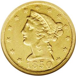 1850-D $5 XF45 ANACS. Variety 24-P. The