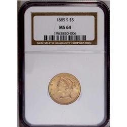 1885-S $5 MS64 NGC. This is a no-questi