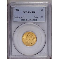 1902 $5 MS64 PCGS. A lustrous and boldl