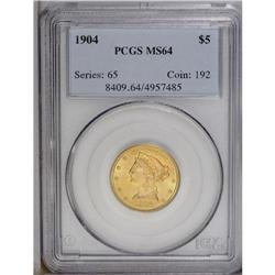 1904 $5 MS64 PCGS. This highly attracti
