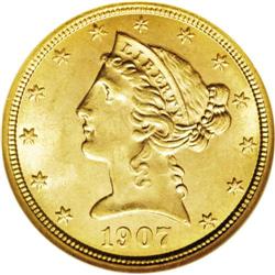 1907 $5 MS65 NGC. The 1907 is not a rar