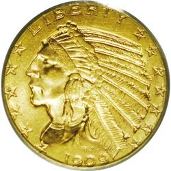 1909 $5 MS64 PCGS. This near-Gem exampl