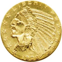 1909-D $5 MS63 NGC. Boldly impressed th