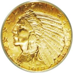 1912 $5 MS64 PCGS. Deep copper-golden p