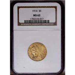 1914 $5 MS62 NGC. A very pleasing coin 