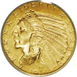 1914-D $5 MS63 PCGS. A scarce Denver mi