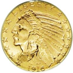 1916-S $5 MS64 PCGS. A boldly struck ne