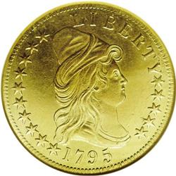 1795 $10 13 Leaves AU58 NGC. Breen-6830