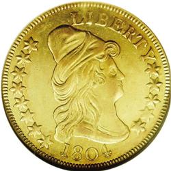1804 $10 Crosslet 4 AU55 NGC. Breen-684