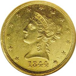 1844-O $10 AU58 NGC. The centers are we