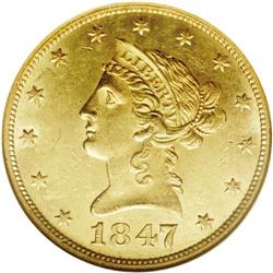 1847 $10 MS61 NGC. Available in lower g