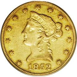 "1852-O $10 XF45 PCGS. The 1852-O, with "