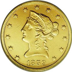 1859-S $10 --Improperly Cleaned--NCS. A