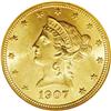 Image 1 : 1907-D $10 MS64 NGC. Green-gold luster 
