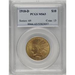 1910-D $10 MS63 PCGS. Fully lustrous wi