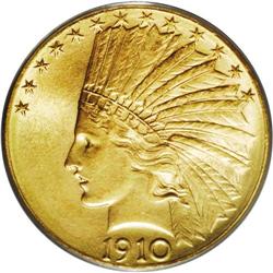 1910-D $10 MS65 PCGS. An outstanding ty