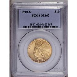 1910-S $10 MS62 PCGS. Thick mint frost 