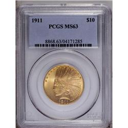 1911 $10 MS63 PCGS. The bright matte-li