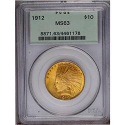 1912 $10 MS63 PCGS. Rich orange toning 