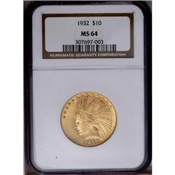 1932 $10 MS64 NGC. Pleasing color and l
