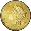 Image 1 : 1854 $20 Small Date AU58 PCGS. The 1854