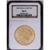 Image 3 : 1854 $20 Small Date MS61 NGC. The 1854-