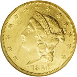 1860-S $20 AU58 NGC. The 1860-S is one 