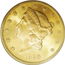 1899 $20 MS65 PCGS. Sharply struck and 