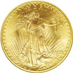 1908 $20 No Motto MS66 NGC. Sharply def