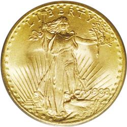 1908 $20 No Motto MS66 PCGS. Originally