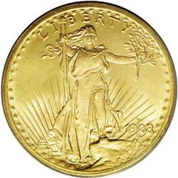 1908-D $20 No Motto MS65 PCGS. The 1908