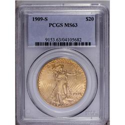 1909-S $20 MS63 PCGS. This lightly abra