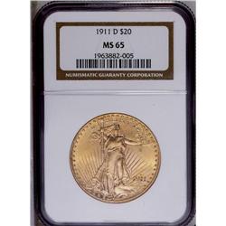1911-D/D $20 MS65 NGC. Breen-7383. The 