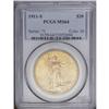Image 1 : 1911-S $20 MS64 PCGS. Softly frosted mi