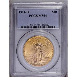 1914-D $20 MS64 PCGS. A handsome egg yo