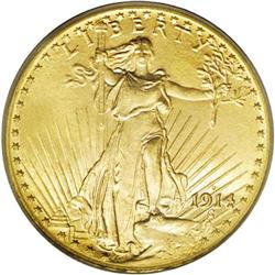 1914-D $20 MS65 PCGS. A highly lustrous