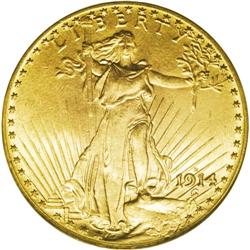 1914-D $20 MS66 PCGS. A boldly struck P