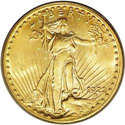 "1922-S $20 MS63 PCGS. The 1922-S, sport"