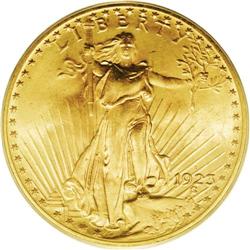 1923-D $20 MS66 PCGS. The surfaces over