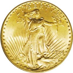 1924 $20 MS66 PCGS. With billowy mint f